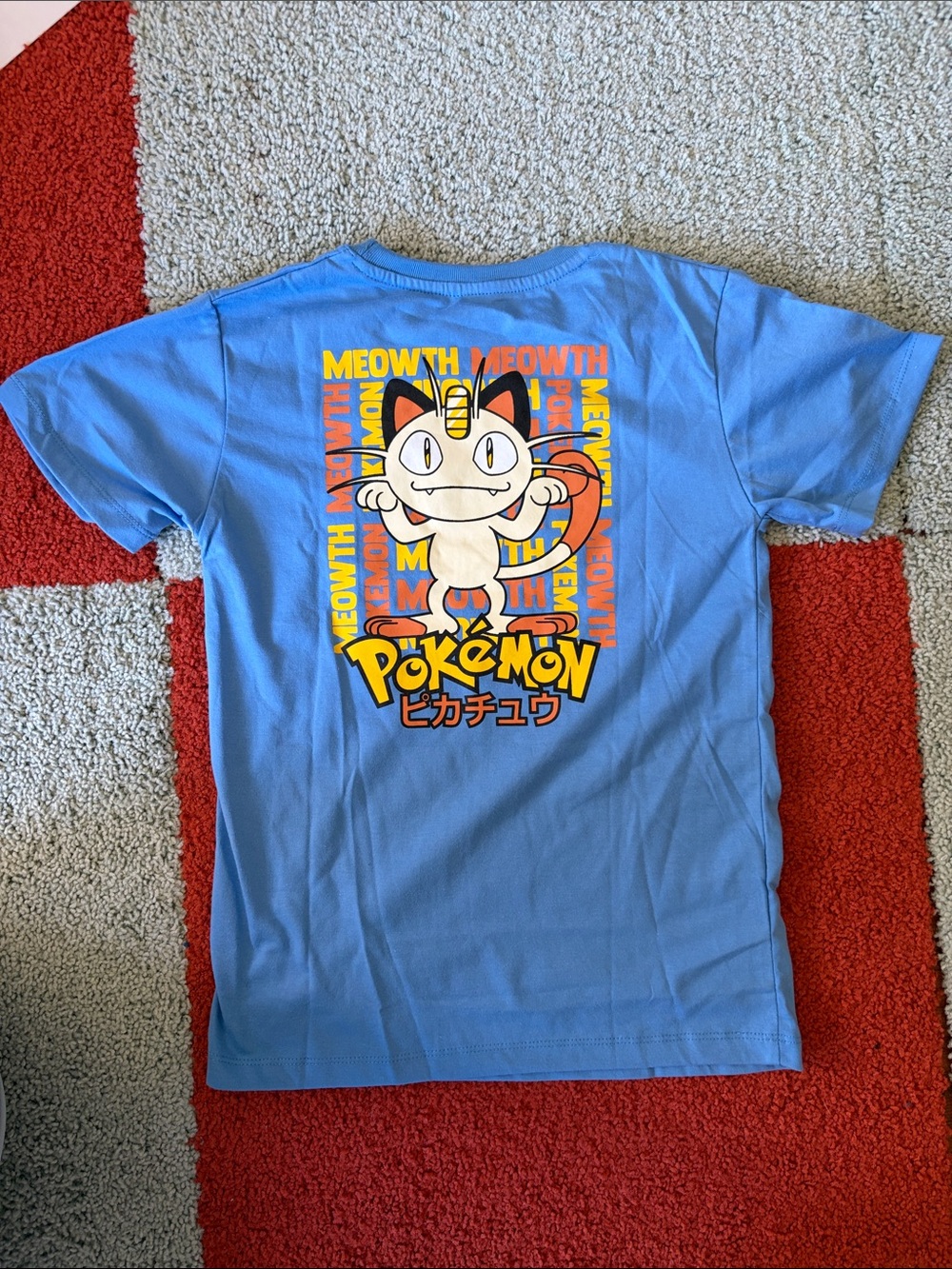 Pokémon - Meowth Blue Crewneck T-Shirt - Kids, US kids 8